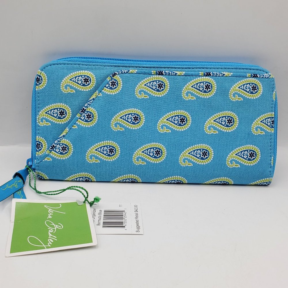NWT VERA BRADLEY BERMUDA BLUE TRAVEL ORGANIZER WALLET